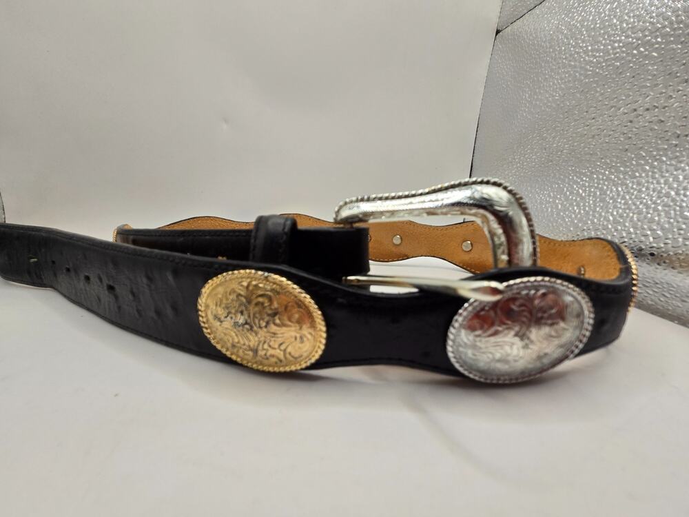 Justin Top Grain Cowhide Western Concho Belt Black, Silver, Gold 34 241BK